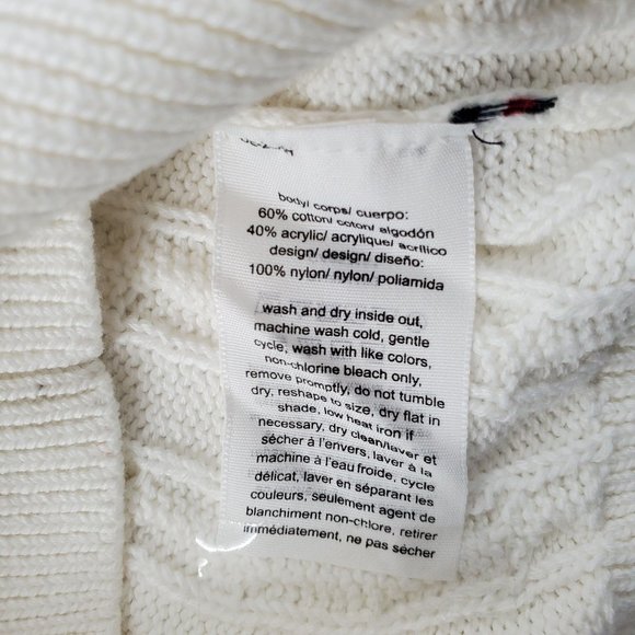 Tommy Hilfiger Women's Ivory/Multi Fair Isle Logo Cable-Knit Sweater Sz S/P NWT - Picture 9 of 11